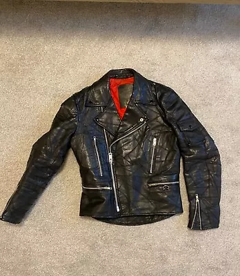 Buy Vintage CAMPRI Biker Leather Jacket Motorcycle Black Punk Rock Indie Patchwork M • 255.99£