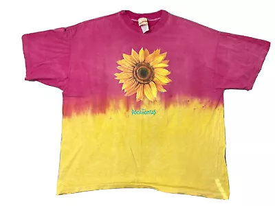 Buy VTG 90s Disney Pocahontas Tie Dye Sunflower Pink T-Shirt Sz 22W USA Made • 41.58£