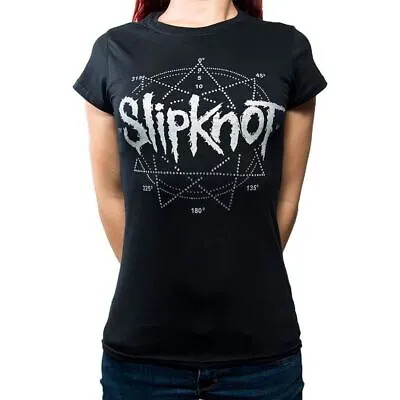 Buy Women's Slipknot Diamante Star Logo Black T-Shirt • 12.95£