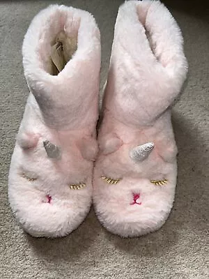 Buy H&M Girls Pink Fluffy Slippers Size 3.5 Pink Unicorns  • 3.99£