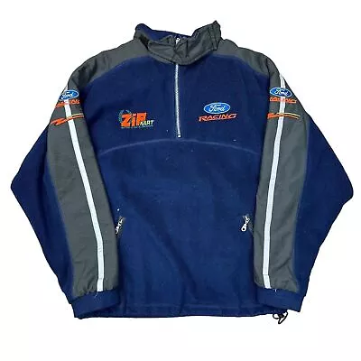 Buy Ford Racing Fleece Jacket Vintage Retro Full Zip Spell Out Blue Grey Mens XL • 59.99£