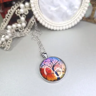 Buy Mystical Tree Of Life Colourful Round Pendant Necklace Witchy Punk Emo Jewellery • 6.99£