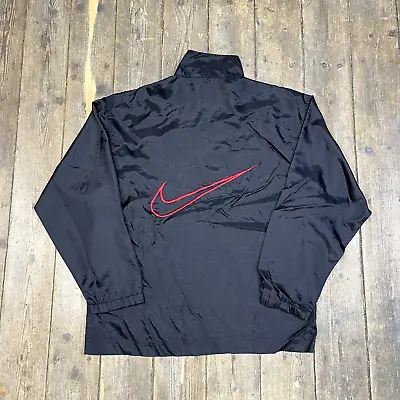 Buy Nike Anorak Jacket Pull Over Small Swoosh Half-Zip Windbreaker, Black, Mens 2XL • 24£