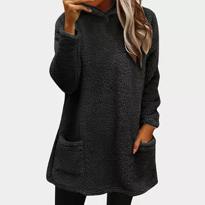 Buy UK Womens Ladies Warm Teddy Bear Fleece Hoodie Jumper Pocket Pullover Sweatshirt • 9.79£