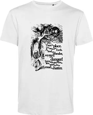 Buy World Book Day T Shirt We Are All Mad Here Cheshire Cat Poem Meme Slogan Top • 9.99£