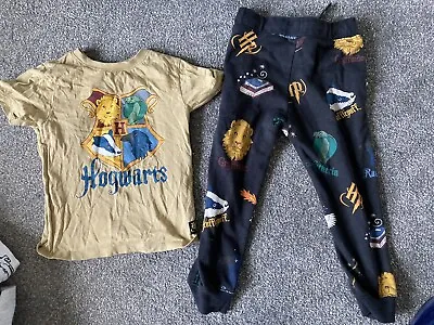 Buy Harry Potter Hogwarts T Shirt And Trousers Aged 3-4 • 2.99£