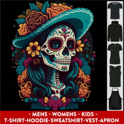 Buy Los Muertos Day Of The Dead Sugar Skull Mens Womens Kids Unisex • 17.99£