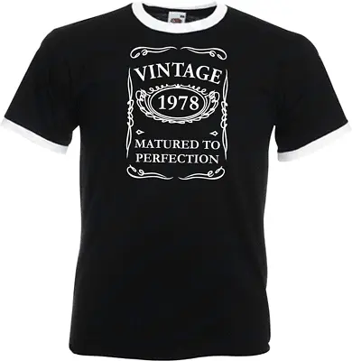 Buy 46th Birthday Gifts Presents Year 1978 Mens Ringer Vintage T-Shirt Matured To • 12.99£