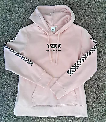 Buy Vans Logo Checkerboard Sleeve Pale Pink Hoodie Sweatshirt Size Small Unisex • 11.99£