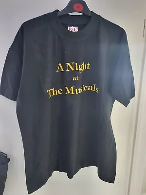 Buy VINTAGE A NIGHT AT THE MUSICALS BLACK T SHIRT 1990s • 20£