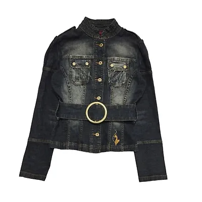 Buy Baby Phat Dark Blue 90s Vintage Button Denim Jacket Uk Women's Size M • 39.99£