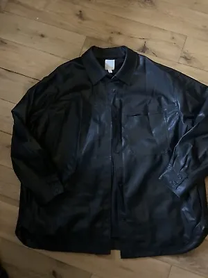 Buy Ladies XL Faux Leather Shacket Jacket Over Shirt Black H&M Never Been Worn  • 7.99£