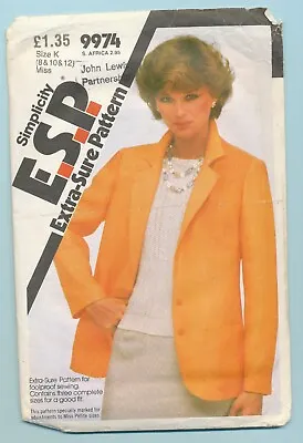 Buy Simplicity Esp Pattern 9974- Jacket - Size 8 • 0.99£