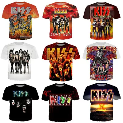 Buy New Fashion Rock Kiss Band 3D Print T-Shirt Women/Men's Casual Short Sleeve • 9.59£