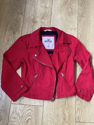 Buy Hollister Red Denim Biker Jacket  • 7£