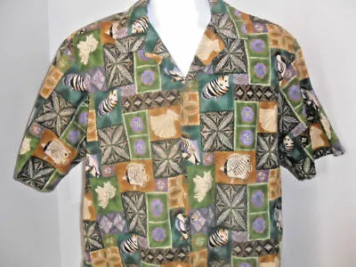 Buy Hawaiian Shirt By Diamond Head MADE IN HAWAII Size L Green Tiki. Good Condition • 24.22£