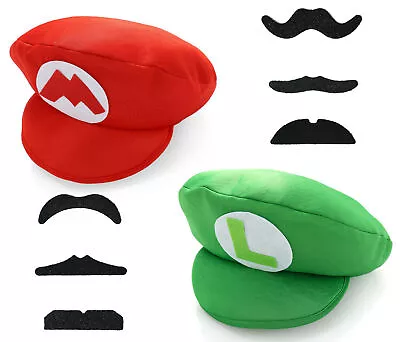 Buy Super Mario Bros Luigi Foam Hat Cap And Moustaches Fancy Dress Costume Party UK • 4.96£