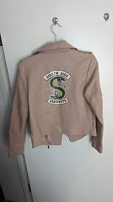 Buy Womens Riverdale Southside Serpents Jughead Jones Pink Leather Type Biker Jacket • 55.78£