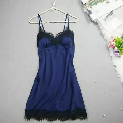 Buy Sexy Womens Nightdress Silk Satin Lace Pyjamas Lingerie Ladies Nightwear Nightie • 7.59£