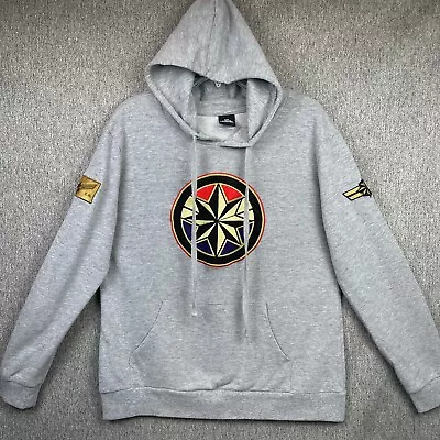 Buy Captain Marvel Classic Patches Gray Drawstring Hoodie Avengers Women’s Size XL • 18.94£