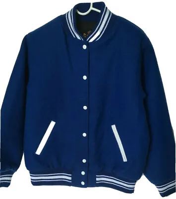 Buy Game Women’s Varsity Jacket Large Wool Blend Royal Blue White New Vintage • 56.69£