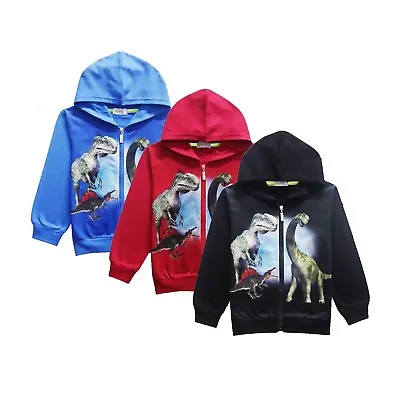 Buy Childrens Boys Jurassic Park Dinosaur Hoodie Sweater Jacket [ O52 ] ZG9 • 15.24£