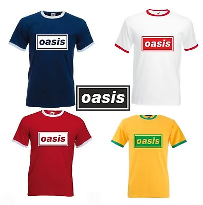 Buy Oasis Logo T Shirt Ringer Style Mens High Quality Print Concert 90s Indie Brit • 14.99£