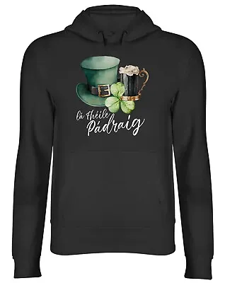 Buy St Patrick's Day Gaelic Hoodie Mens Womens La Fheile Padraig Clover Hat Top Gift • 20.99£