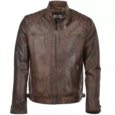 Buy Mens Ashwood Soft Leather Slim Fit Biker Style Jacket 2101 - Brown • 179.95£