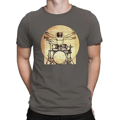 Buy Mens ORGANIC Cotton T-Shirt DA VINCI DRUMMER Music Gift Unisex Vitruvian Drum • 8.95£