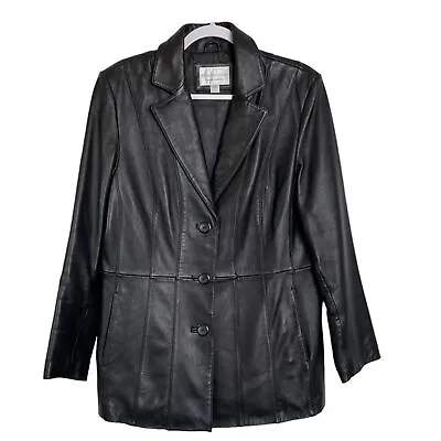 Buy Worthington Genuine Lambskin Black Leather Jacket Size L Buttery Soft Mob Wife • 19.65£