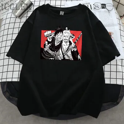 Buy Anime One Piece Unisex Casual Short Sleeve T-Shirt Harajuku Black • 13.91£