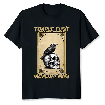 Buy  Tempus Fugit Memento Mori Skull Crow Bird Vintage T-Shirt • 15.99£