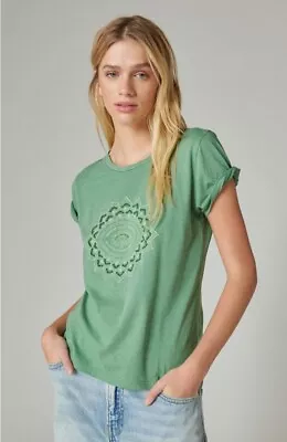 Buy NEW Lucky Brand Seed Beaded Eye Classic Crew T-Shirt Embroidered Size Large • 21.23£