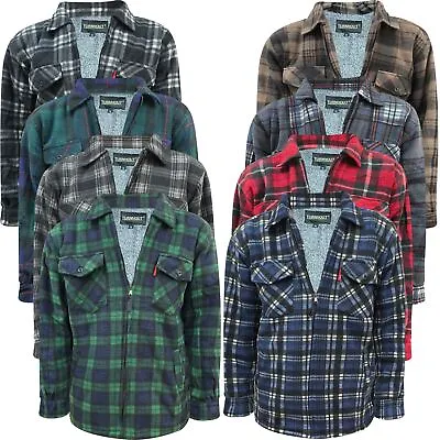 Buy Mens Fleece Sherpa Flannel Shirt Sherpa Fur Lined Lumberjack Padded Work Jacket • 18.99£