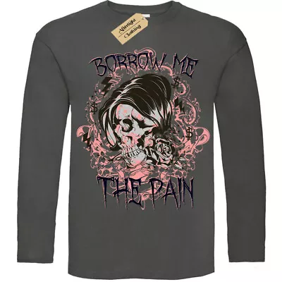 Buy Borrow Me The Pain T-Shirt Emo Skull Mens Long Sleeve • 12.95£