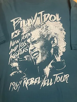 Buy Billy Idol Tour T Shirt. Vintage Print Green T-shirt. • 30£
