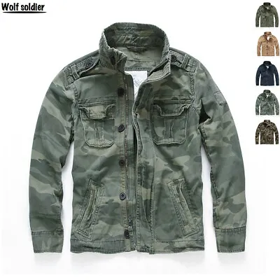 Buy Army Mens Jacket Retro Military Outdoor Combat Work Coat Casual Camo Hiking Tops • 57.59£