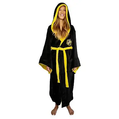 Buy Harry Potter Hufflepuff Hooded Bathrobe For Adults One Size Fits Most • 97.72£