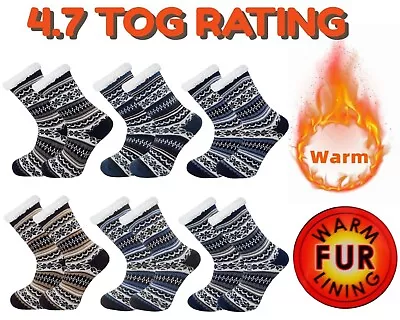 Buy Mens Thermal Socks 4.7 Tog Fleece Sherpa Lining Slipper Gripper Bed 6-11 Socks • 7.45£