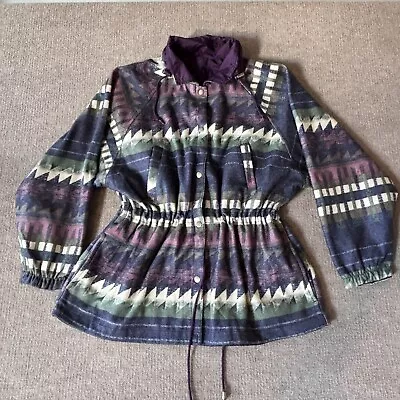 Buy Outbrook Reversible Woman’s Jacket Sz M Aztec Print Fleece Purple Windbreaker • 28.34£