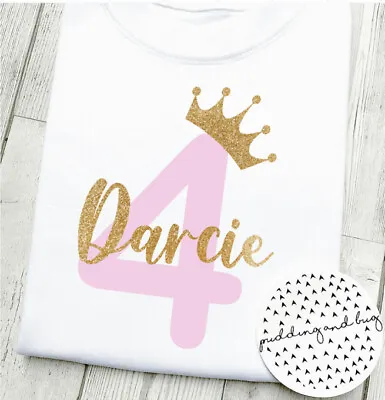 Buy Personalised 4th Birthday Girls Tshirt I Am Four Princess Top • 8.99£