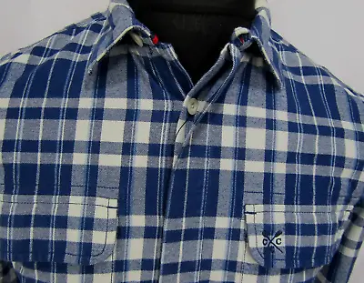 Buy Crew Clothing Co Long Sleeve Blue & White Check Lumberjack Style Overshirt Small • 9.99£