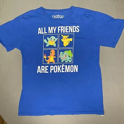 Buy All My Friends Are Pokemon Childrens Boys Youth Blue T-Shirt Size XL (694) • 8.10£