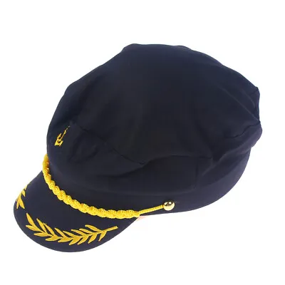 Buy Black Unisex Boat Ship Sailor Captain Costume Hat Cap Navy Marine Admiral Hat • 5.15£