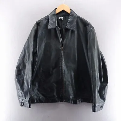 Buy Farhi Mens Leather Jacket 2XL Black Bomber Pockets Full Zip Designer* • 44.99£