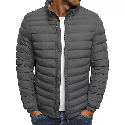 Buy Puffer Jacket Slim Fit Thicken Stand Collar Men Coat Casual • 25.05£
