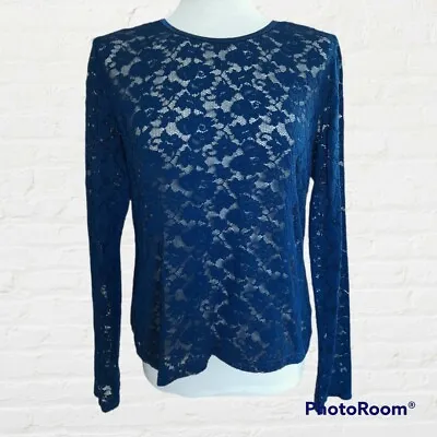 Buy Vintage LAURA ASHLEY Blue Lace Top. Sheer. Size Medium. Made In UK. 90s. • 25£