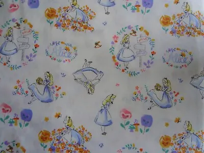Buy Alice In Wonderland Cotton Fabric 62 Inch Width Sold In 1/2 Yard Increments • 6.22£