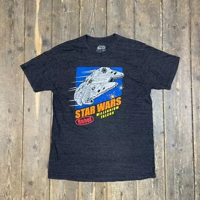 Buy Star Wars Millennium Falcon T-Shirt Mens Y2K Graphic Short Sleeve Tee Grey Large • 15£
